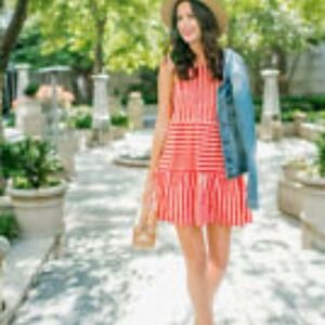 Asos red tan stripe spaghetti strap sundress womens‎ sz 10
